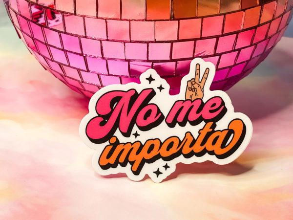 Make a bold statement with our 'No Me Importa' waterproof sticker! Perfect for adding a touch of attitude to your belongings, this sticker is a must-have for anyone who embraces their carefree spirit.